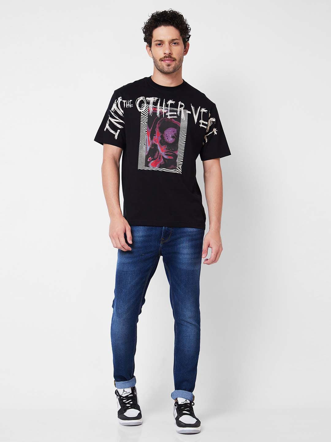 SPYKAR Printed Round Neck Cotton T-shirt