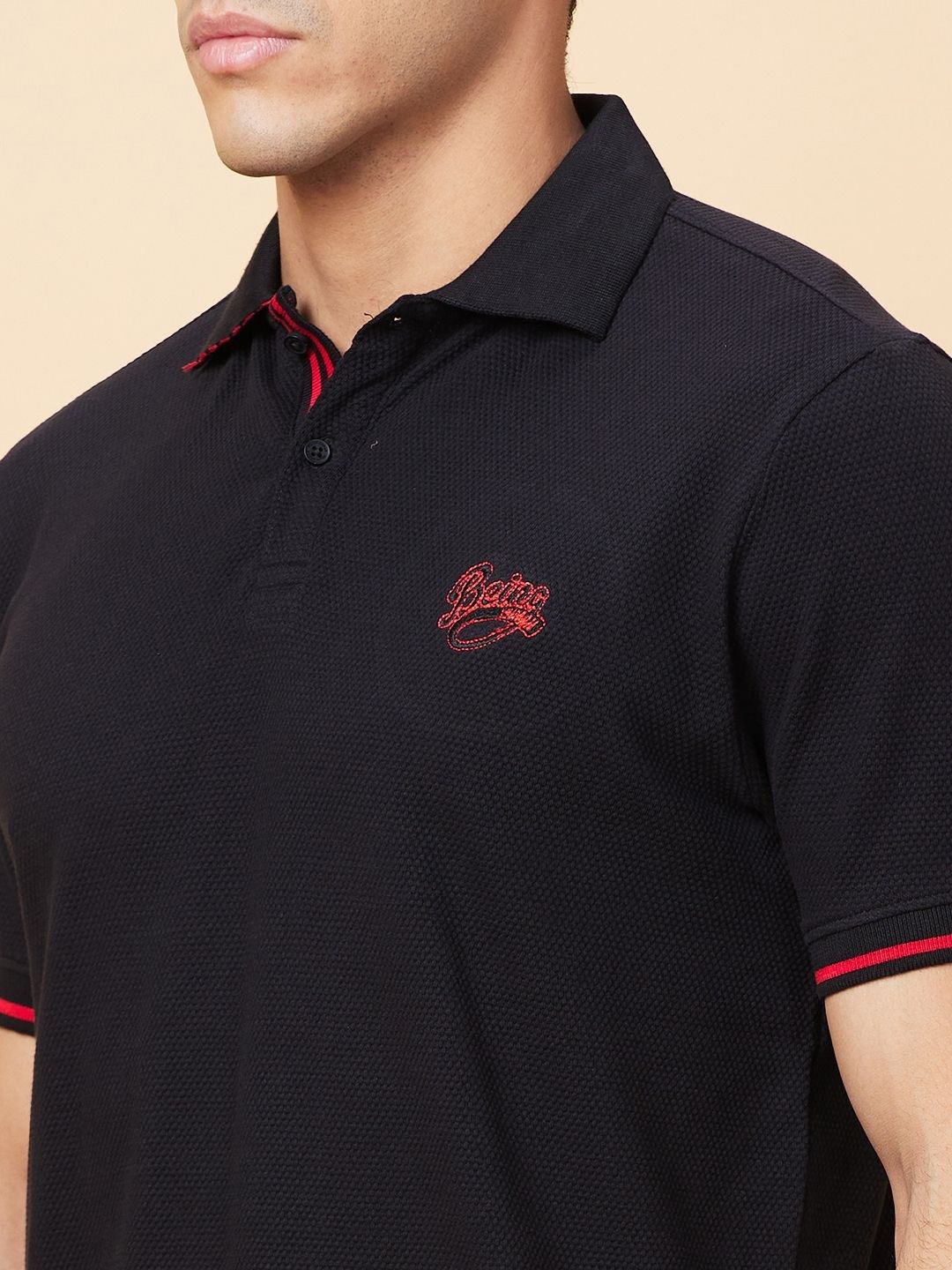 Being Human Men Polo Collar Applique T-shirt