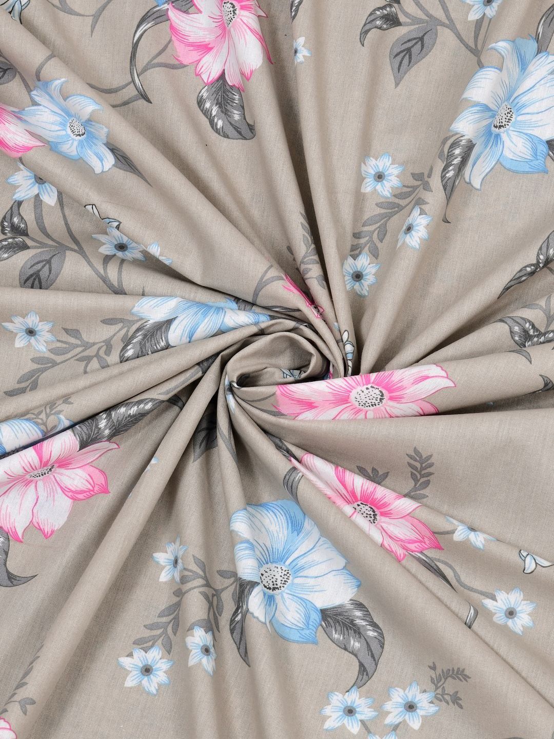 BOMBAY DYEING Florentine Grey Printed Pure Cotton 144 TC Queen Bedsheet Set 2.28 X 2.54 m