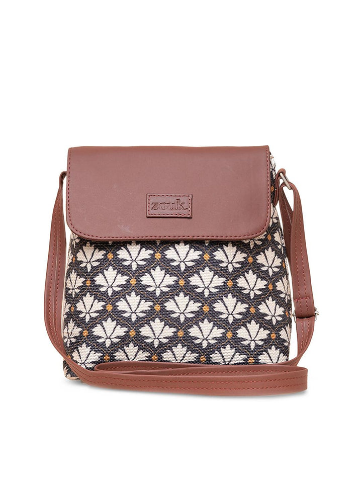 ZOUK Floral Printed Structured Sling Bag