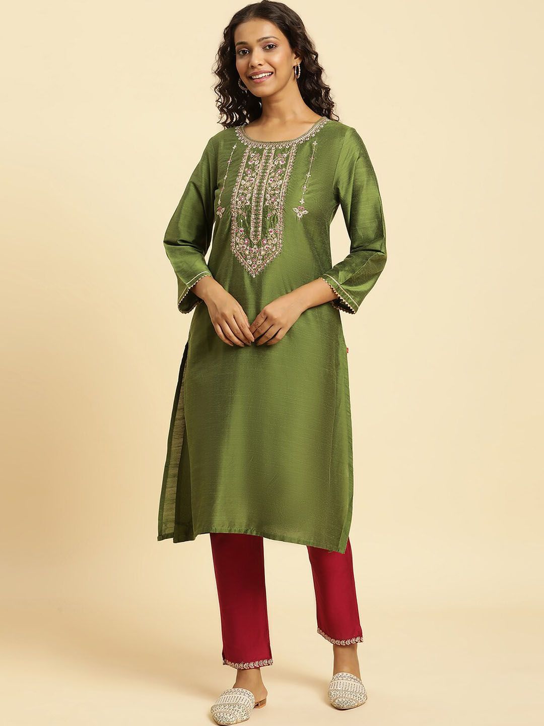 W Women Mid Rise Slim Fit Regular Trousers