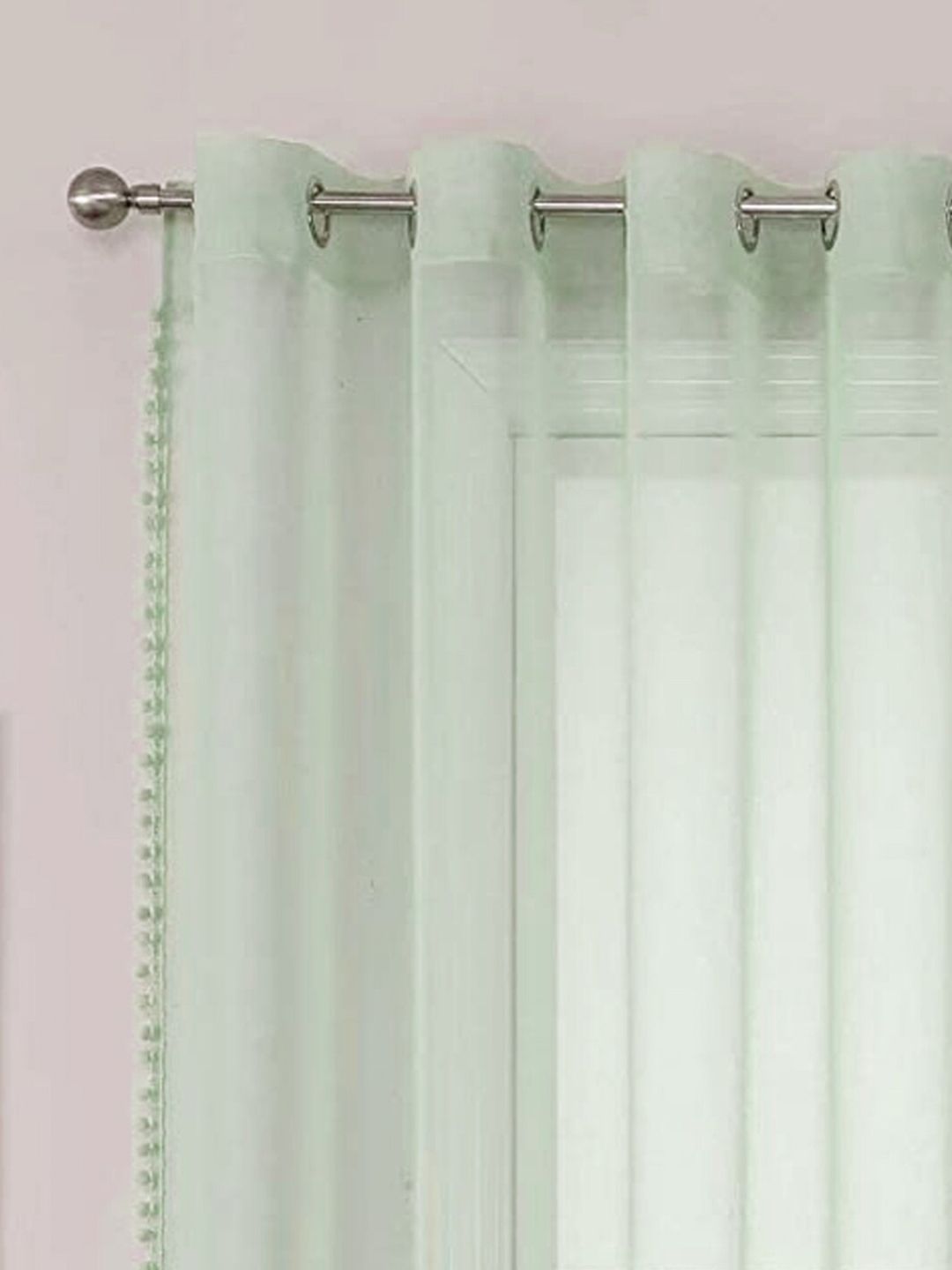 URBAN SPACE Green 2-Piece Sheer Window Curtains