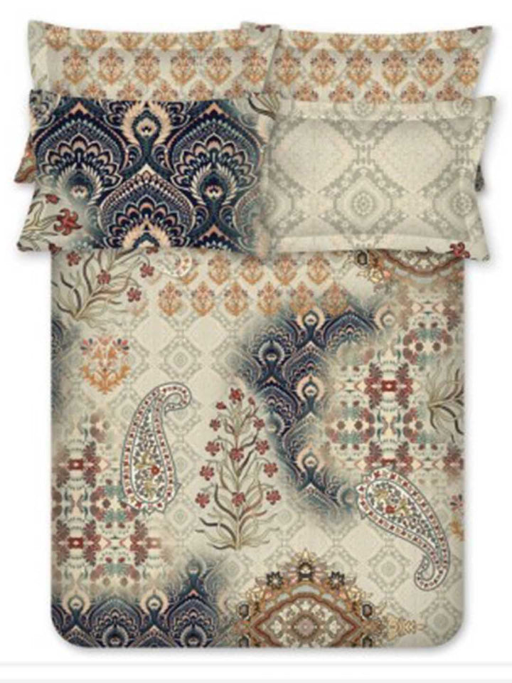 BOMBAY DYEING Ethnicity Brown Ethnic Printed Cotton 300 TC King Bedsheet Set 2.74 x 2.74 m