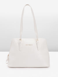 Lino Perros White Croc Textured Structured Shoulder Bag