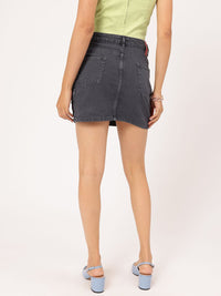 DressBerry Everyday Fashionable Boxy Pocket Mini Denim Skirt