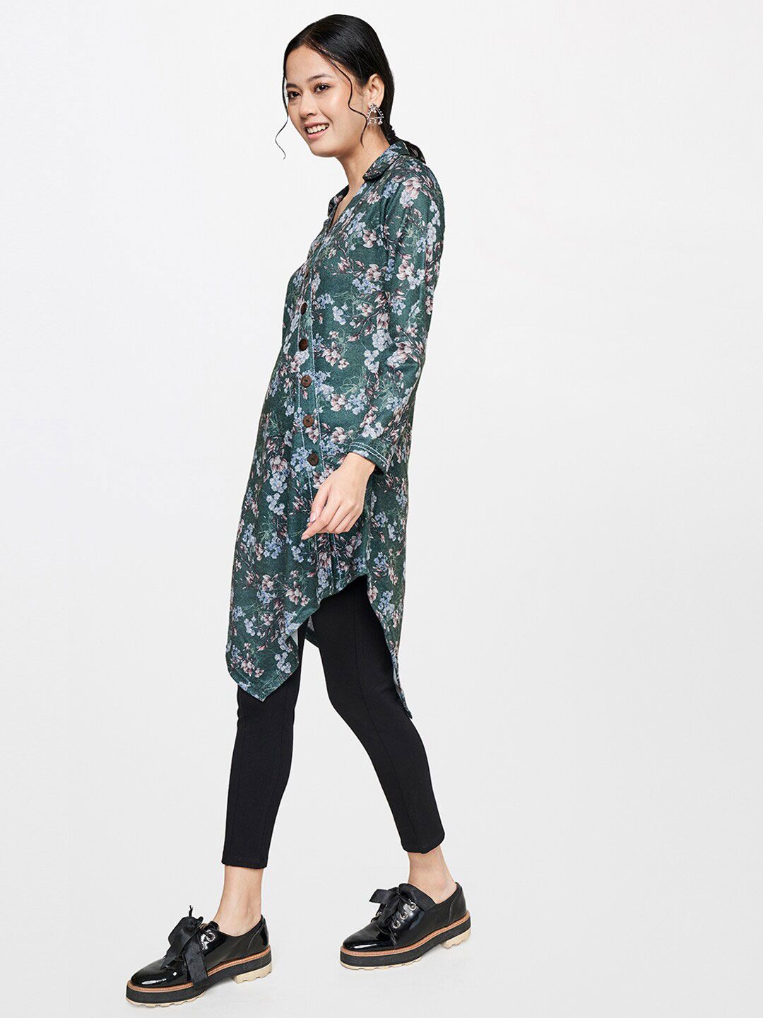 Global Desi Green & Blue Printed Tunic