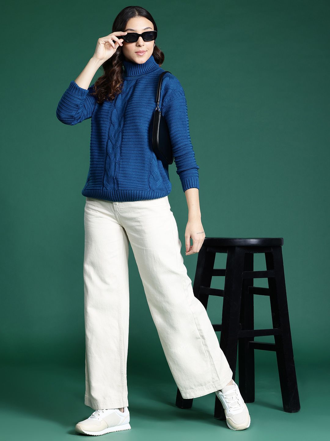 DressBerry Cable Knit Turtle Neck Pullover