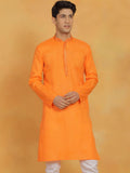 VASTRAMAY Mandarin Collar Thread Work Cotton Straight Kurta