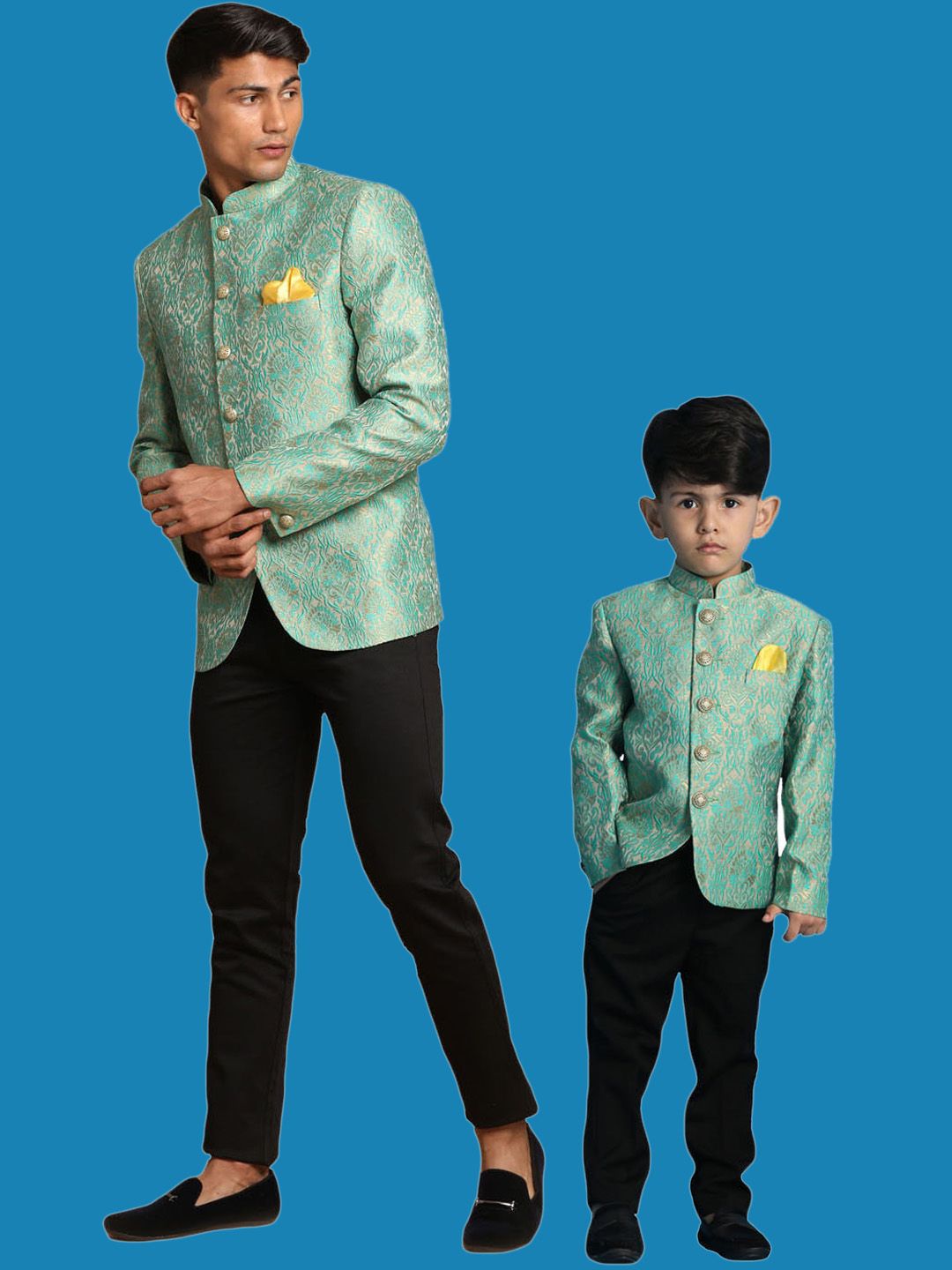 VASTRAMAY Boys Self-Designed Single Breasted Bandhgala Blazer