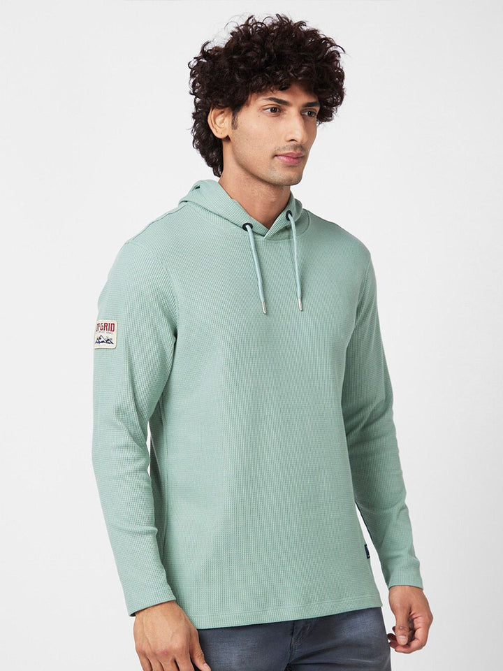 SPYKAR Self Design Hooded Slim Fit T-shirt