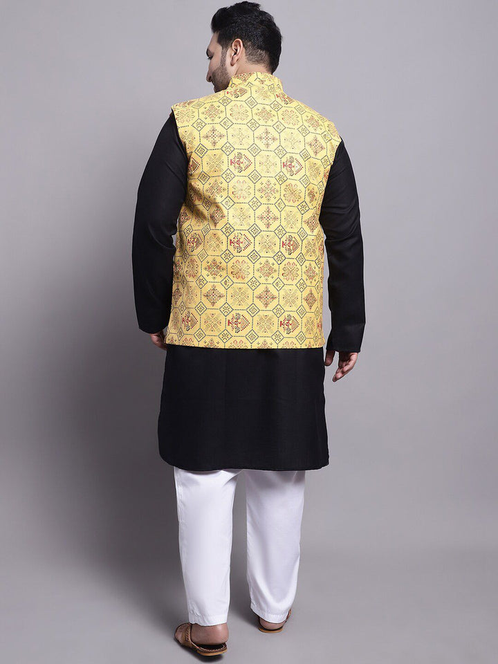 SOJANYA PLUS Kurta Lurus Dengan Piyama & Dengan Jaket Nehru Bercetak