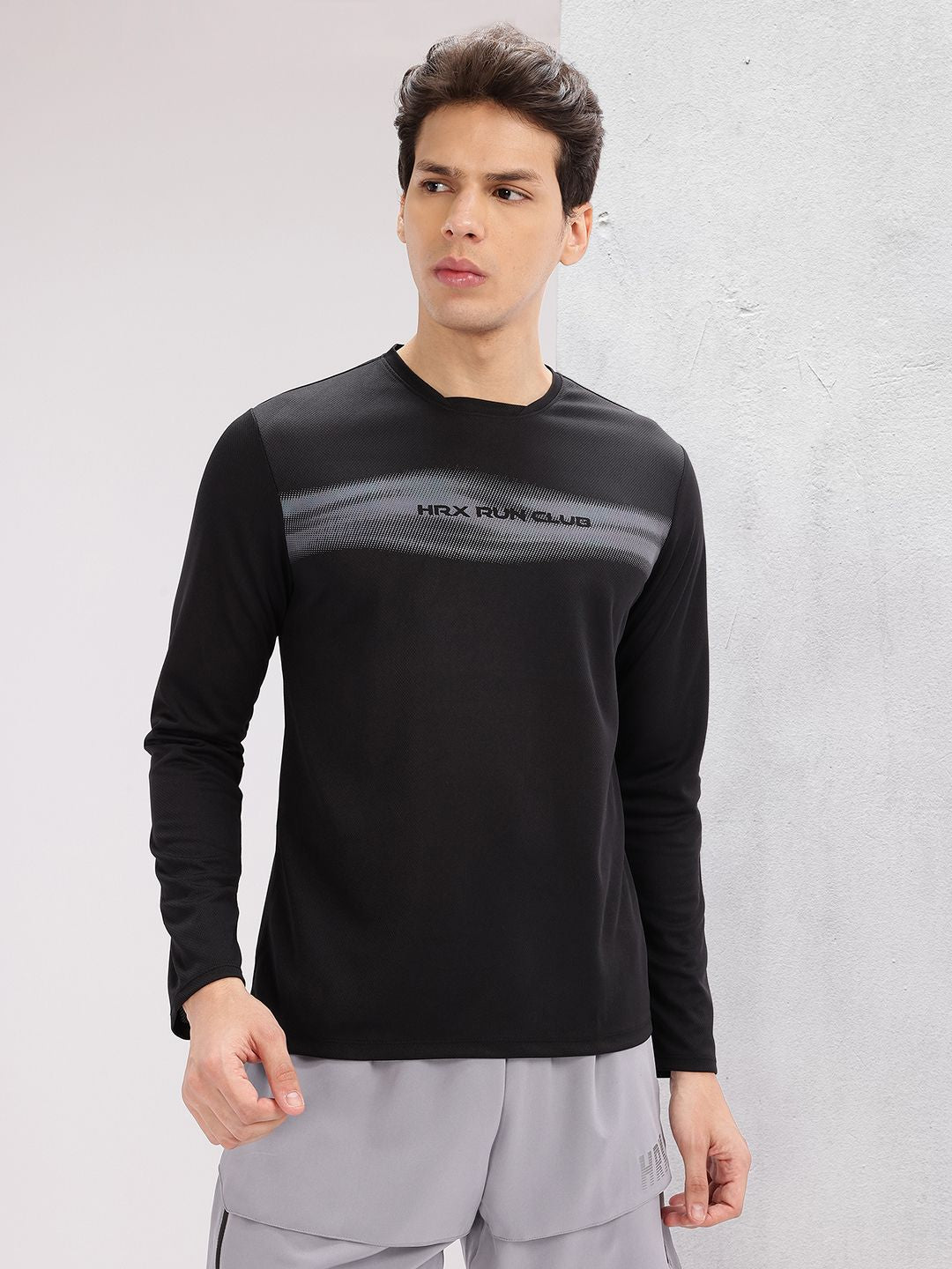 HRX by Hrithik Roshan Men Brand Logo Striped Rapid-Dry Running T-shirt