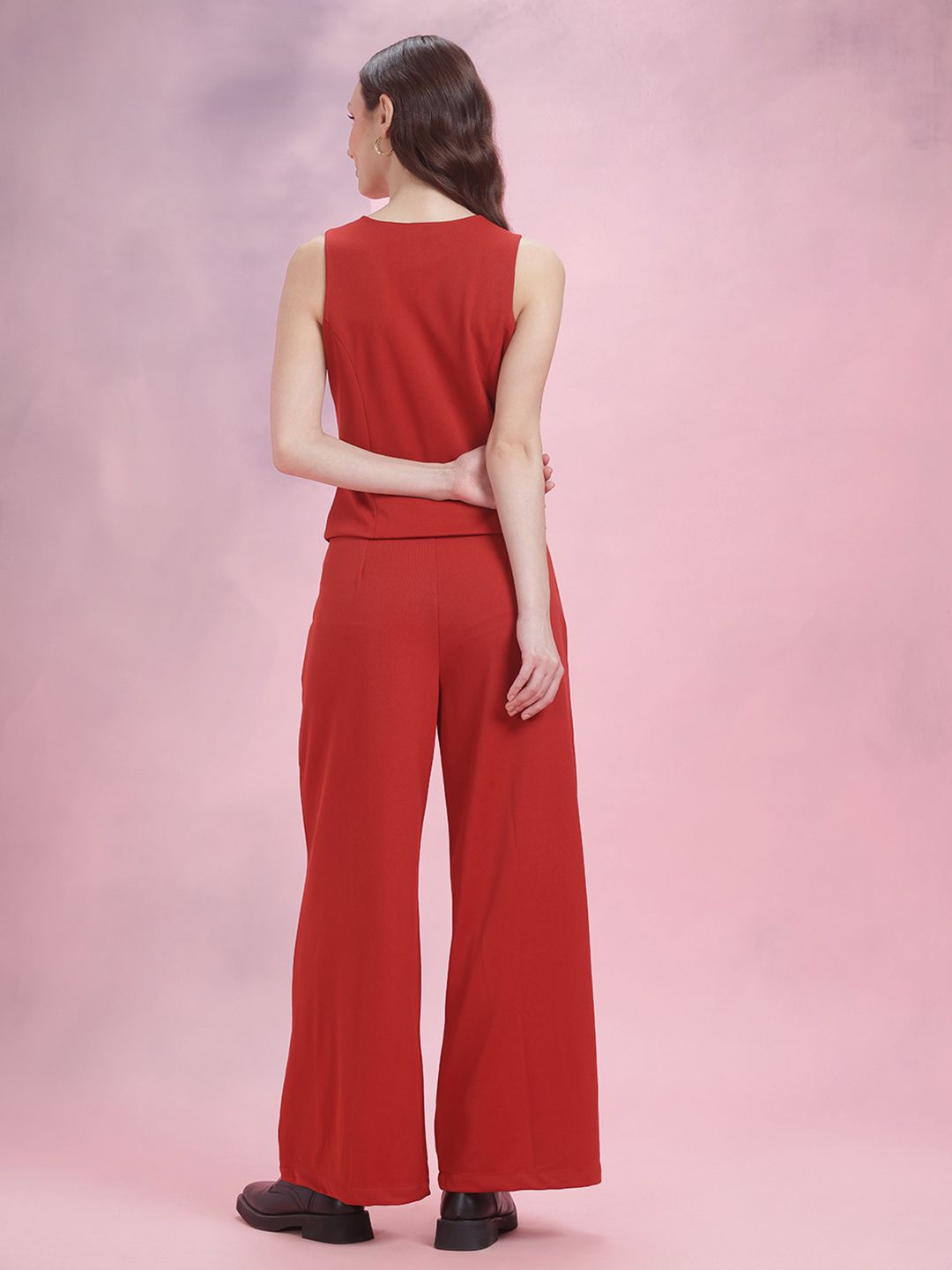 DressBerry Single-Breasted Waistcoat with Wide-Leg Trousers