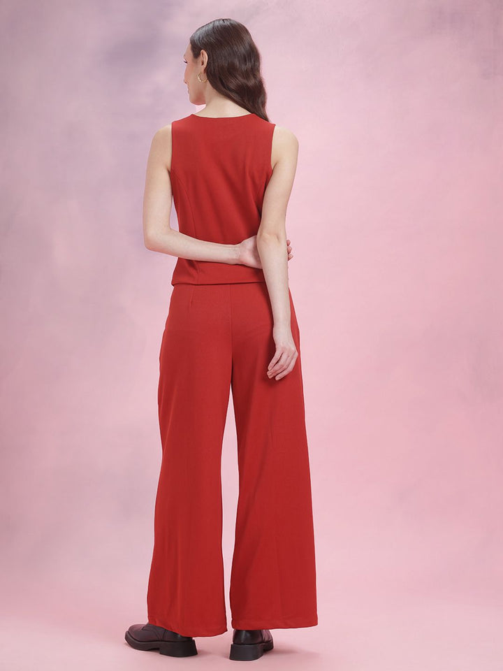 DressBerry Single-Breasted Waistcoat with Wide-Leg Trousers