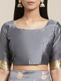 Saree mall Grey & Golden Woven Design Banarasi Saree