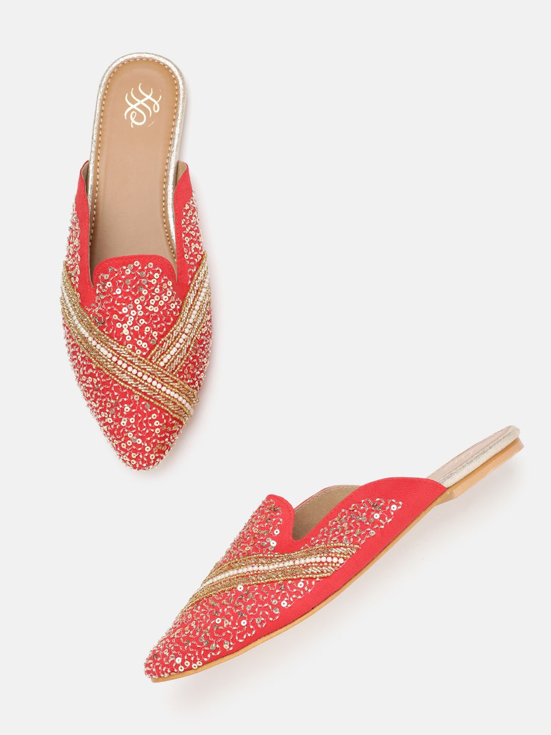 House of Pataudi Women Ethnic Embellished Mules