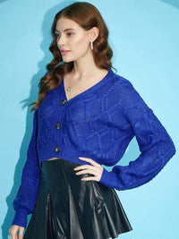 STREET 9 Cable Knit Crop Acrylic Cardigan