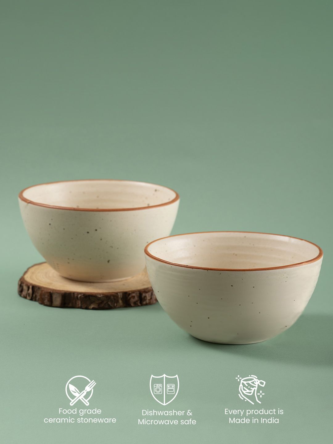 URBAN SPACE Beige 2 Pieces Printed Matte Dishwasher and Microwave Safe Bowl