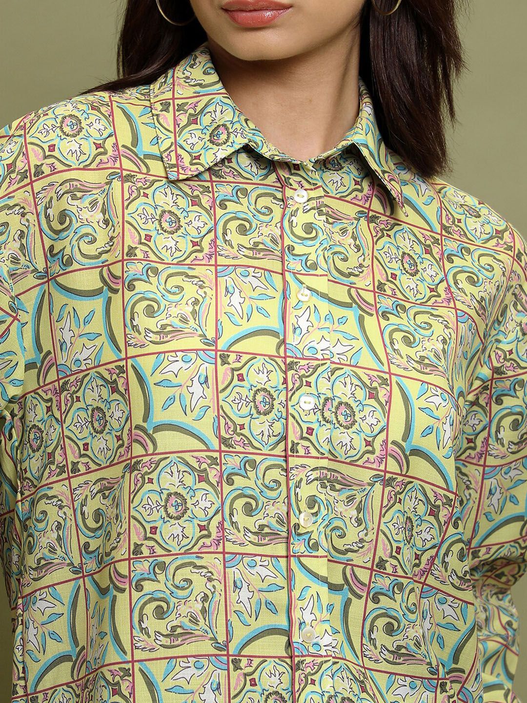 Vishudh Ethnic Motifs Printed Spread Collar Casual Shirt