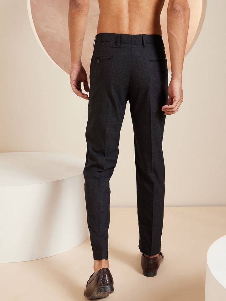 DENNISON Men Checked Smart Tapered Fit Easy Wash Formal Trouser