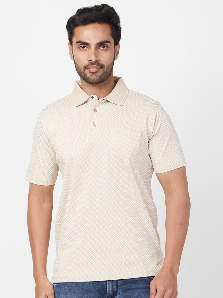 Park Avenue Geometric Printed Polo Collar Cotton Slim Fit T-shirt
