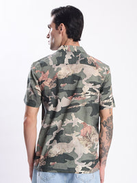 Bene Kleed Men Printed Cuban Collar Short Sleeves Relaxed Fit Casual Shirt