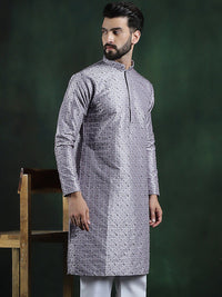 SOJANYA LUXE Geometric Woven Design Benang Kerja Cotton Silk Straight Kurta