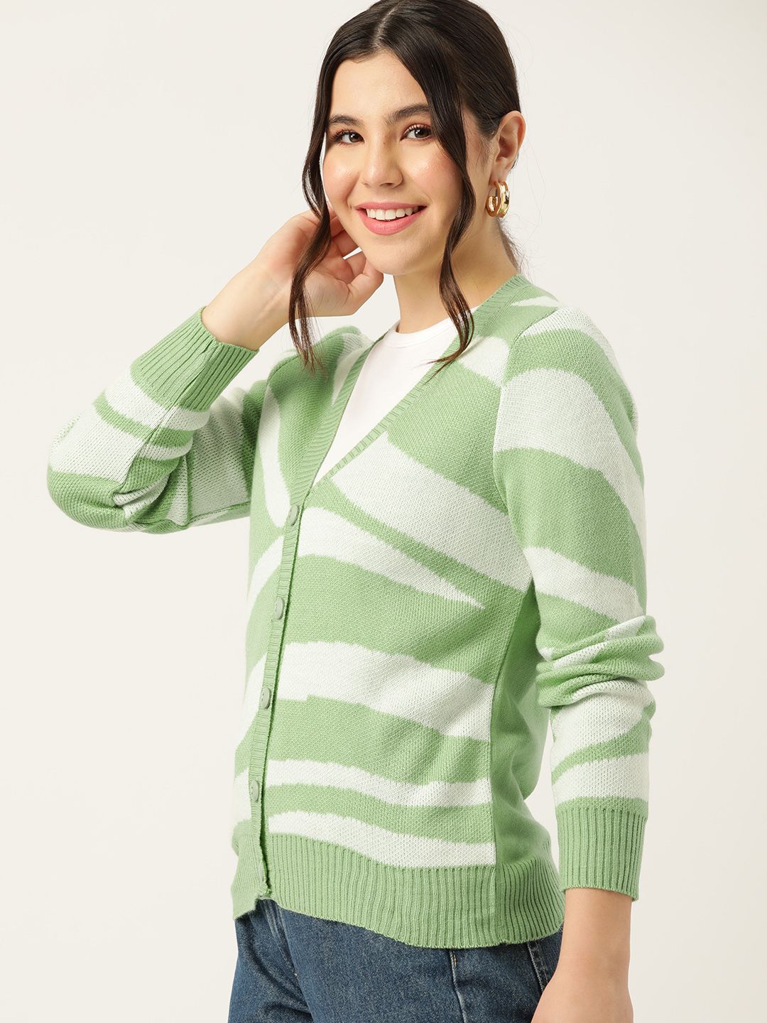 DressBerry Abstract Pattern Acrylic Cardigan