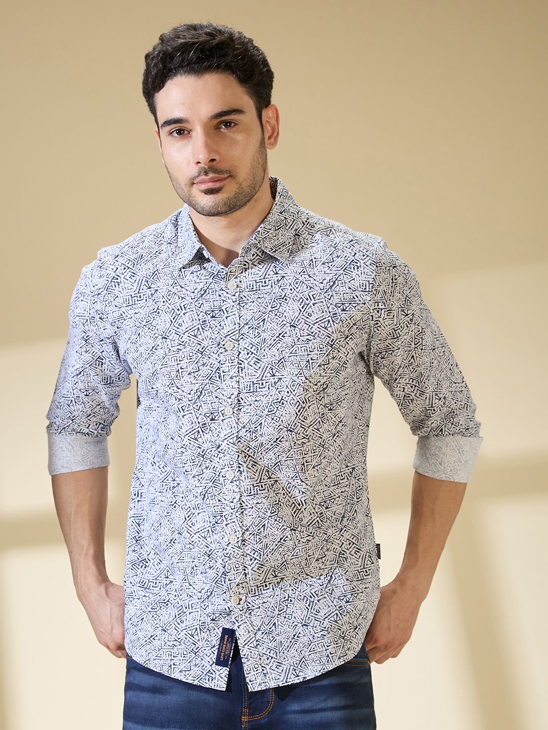 Being Human Pure Cotton Slim Fit Opaque Printed Casual Shirt