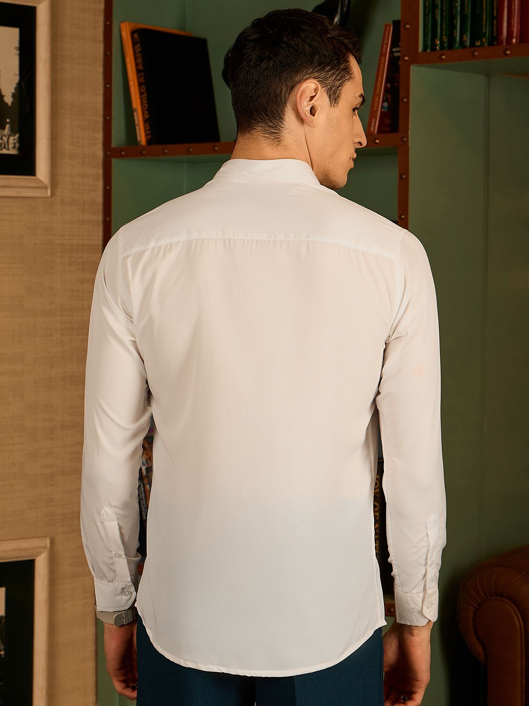 DENNISON Men Spread Collar Embellished Party Shirt