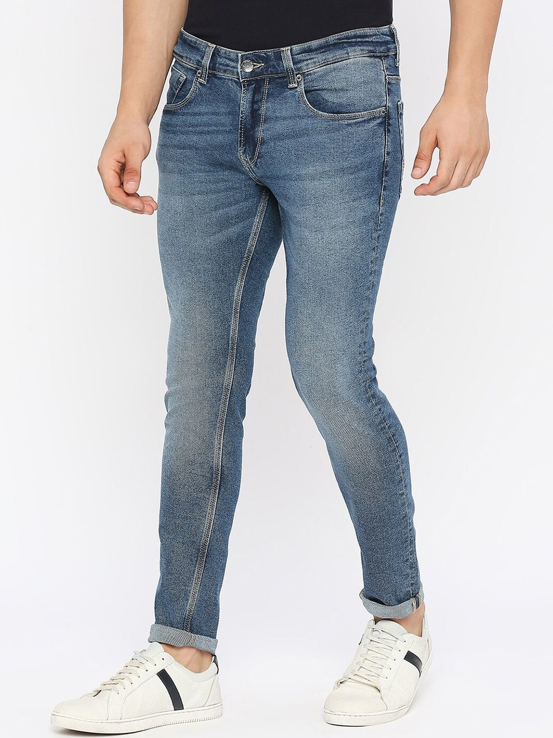 SPYKAR Men Clean Look Heavy Fade Whiskers & Chevrons Super Skinny Fit Cotton Jeans