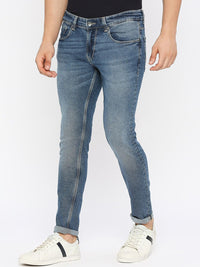 SPYKAR Men Clean Look Heavy Fade Whiskers & Chevrons Super Skinny Fit Cotton Jeans