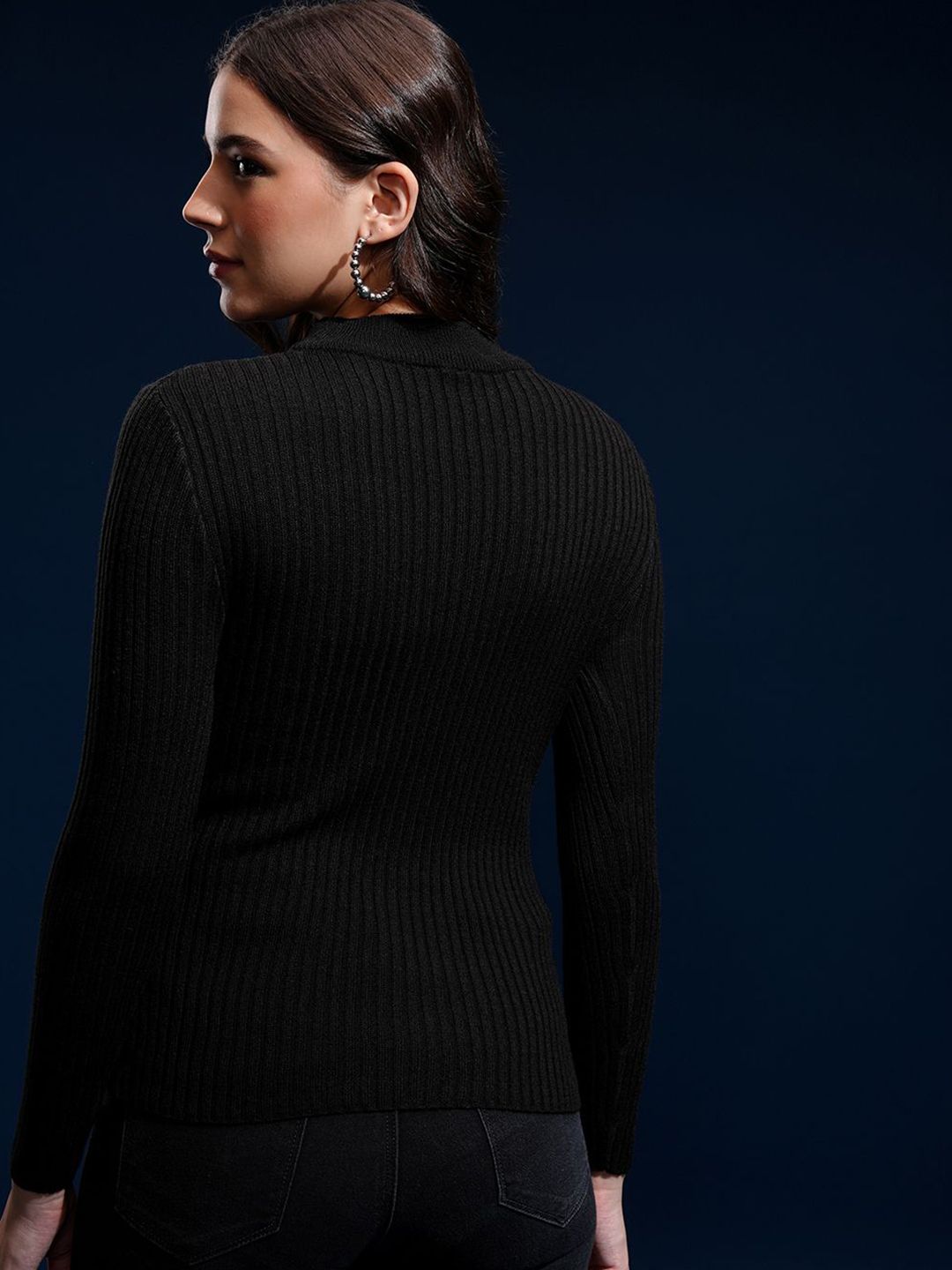 Tokyo Talkies Women Full Sleeve High Neck Sweater