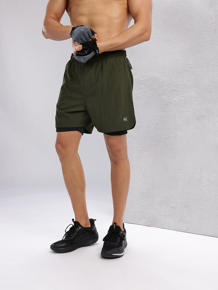 HRX by Hrithik Roshan Men Rapid-Dry Training Shorts With Inner Tights