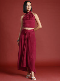 all about you Halter Neck Top With A-Line Pleated Skirt
