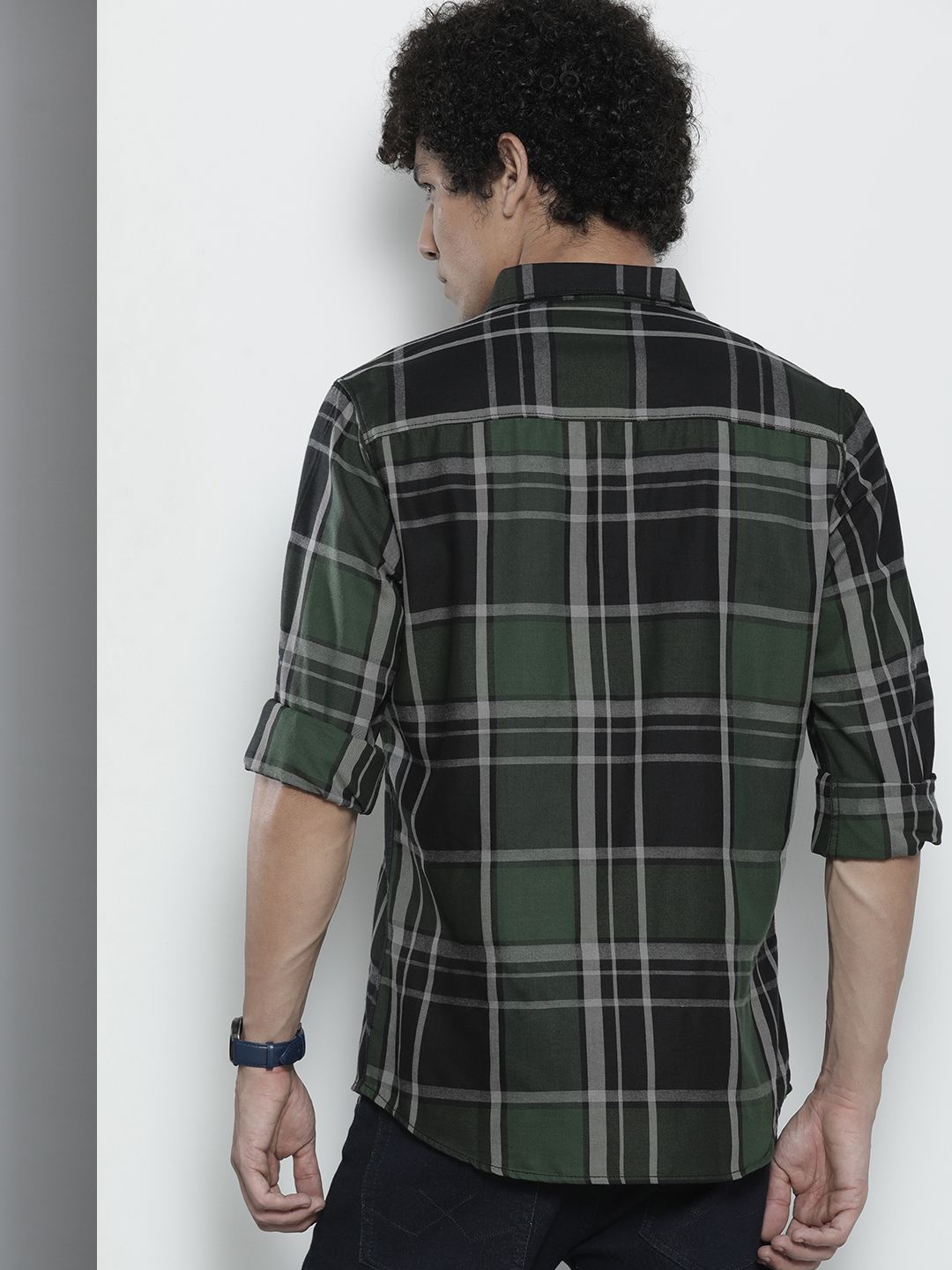 The Indian Garage Co Men Green Checked Casual Shirt