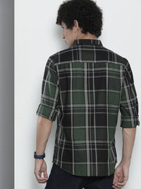 The Indian Garage Co Men Green Checked Casual Shirt