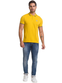 Being Human Men Yellow Solid Polo Collar T-shirt
