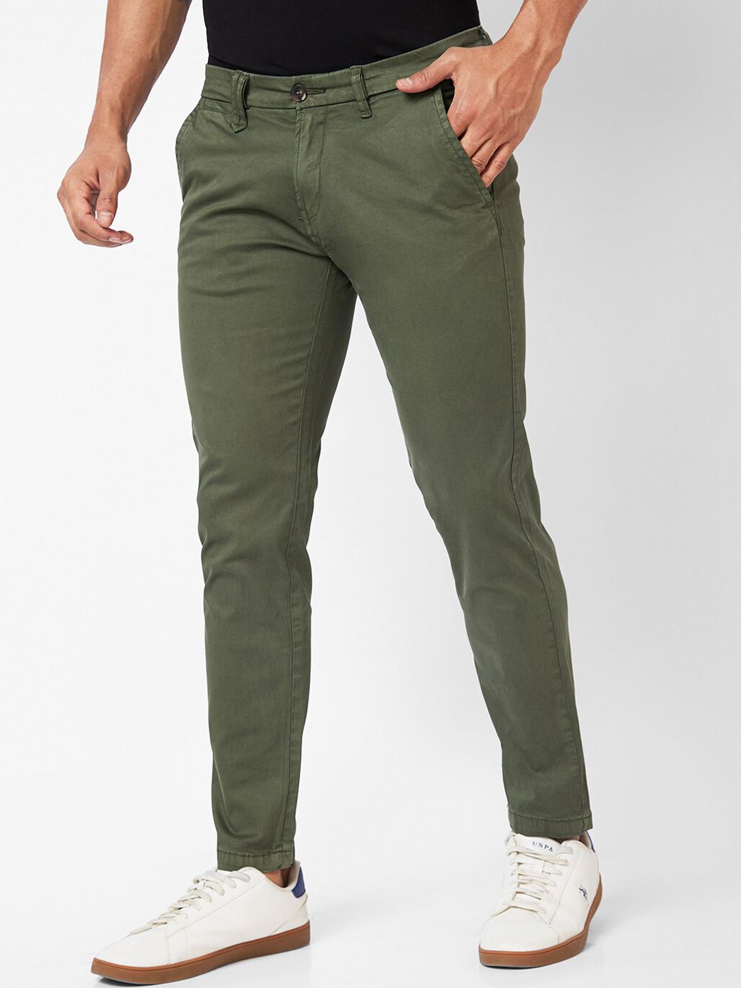 SPYKAR Men Slim Fit Mid Rise Cotton Trousers
