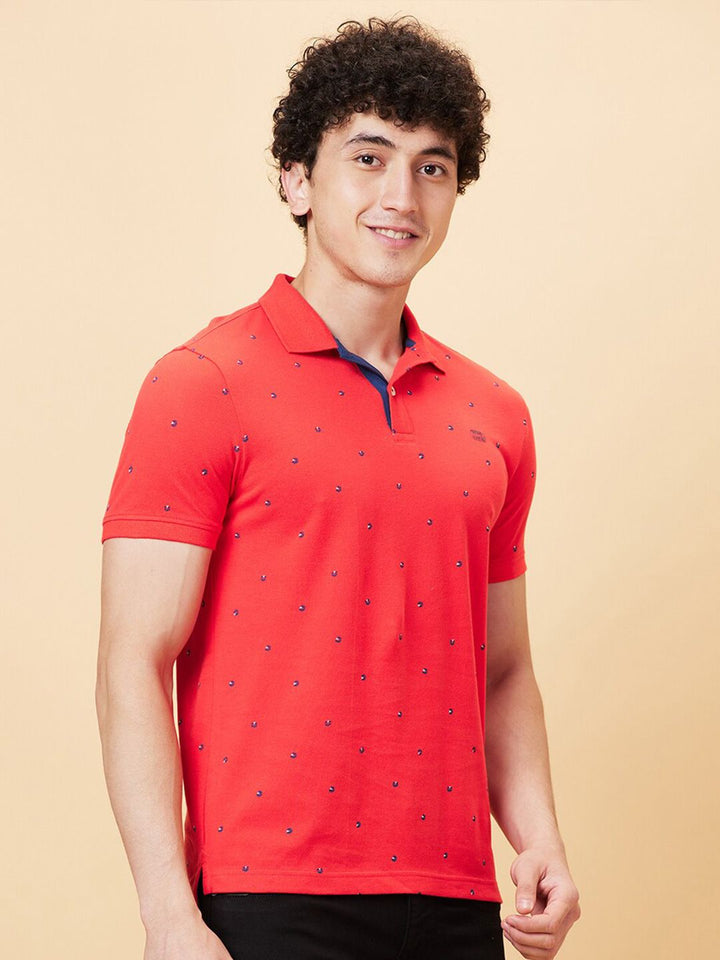 Menjadi t-shirt kolar polo cetak geometri manusia