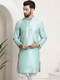 SOJANYA Men Sea Green & Golden Embellished Kurta