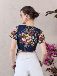 Berrylush Floral Printed Wrap Crop Top