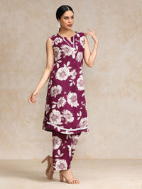 Varanga Women Floral Printed Regular Pure Cotton Kurta with Palazzos