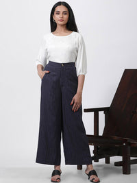 W Women Striped High-Rise Straight Fit Parallel Trouser