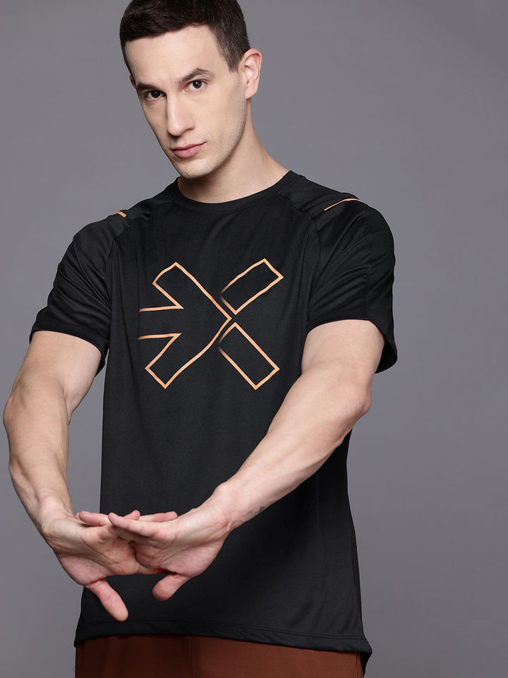 HRX by Hrithik Roshan Rapid-Dry Printed Training T-shirt with Reflective Detail