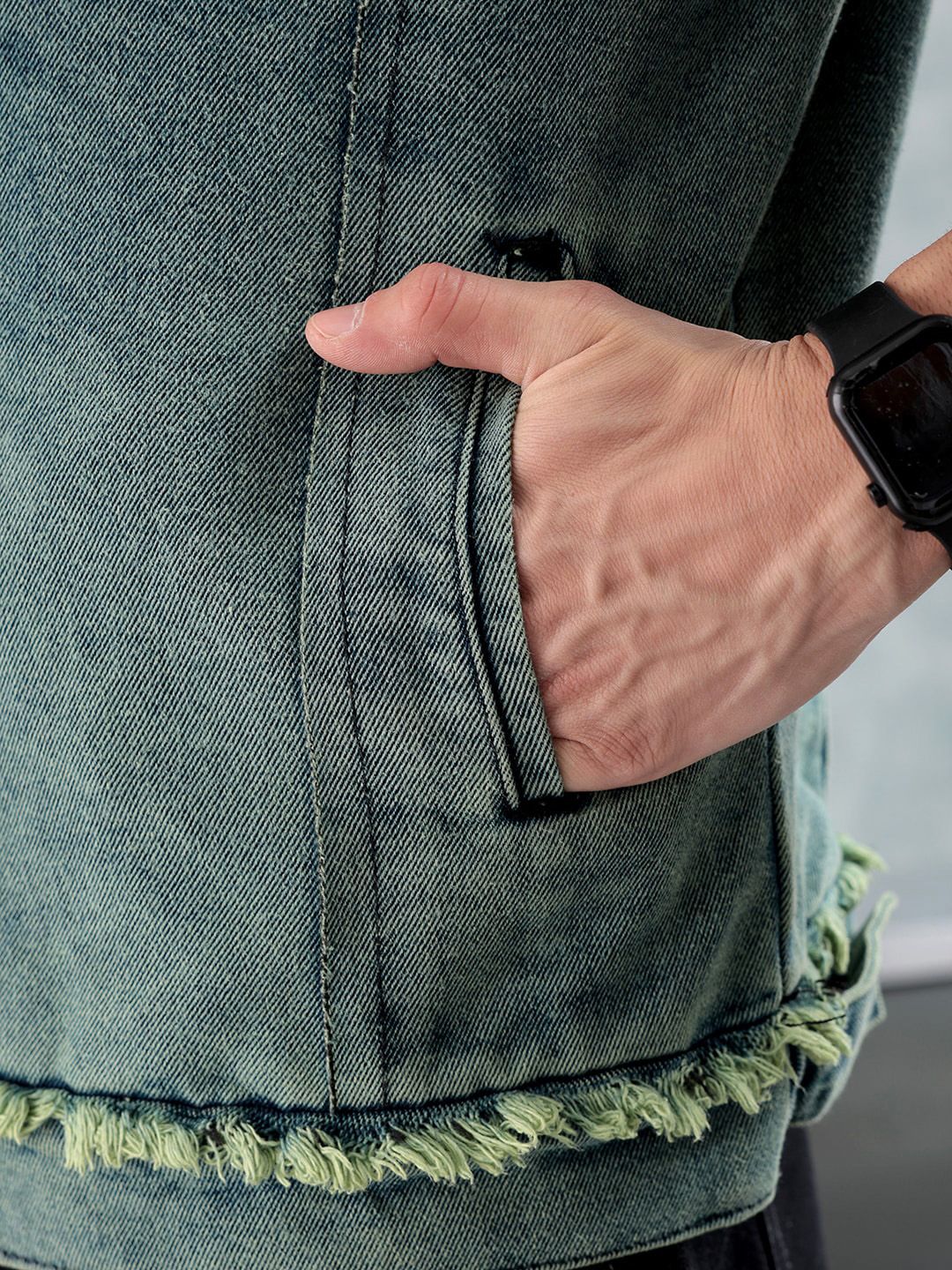 The Indian Garage Co Men Washed Denim Jacket