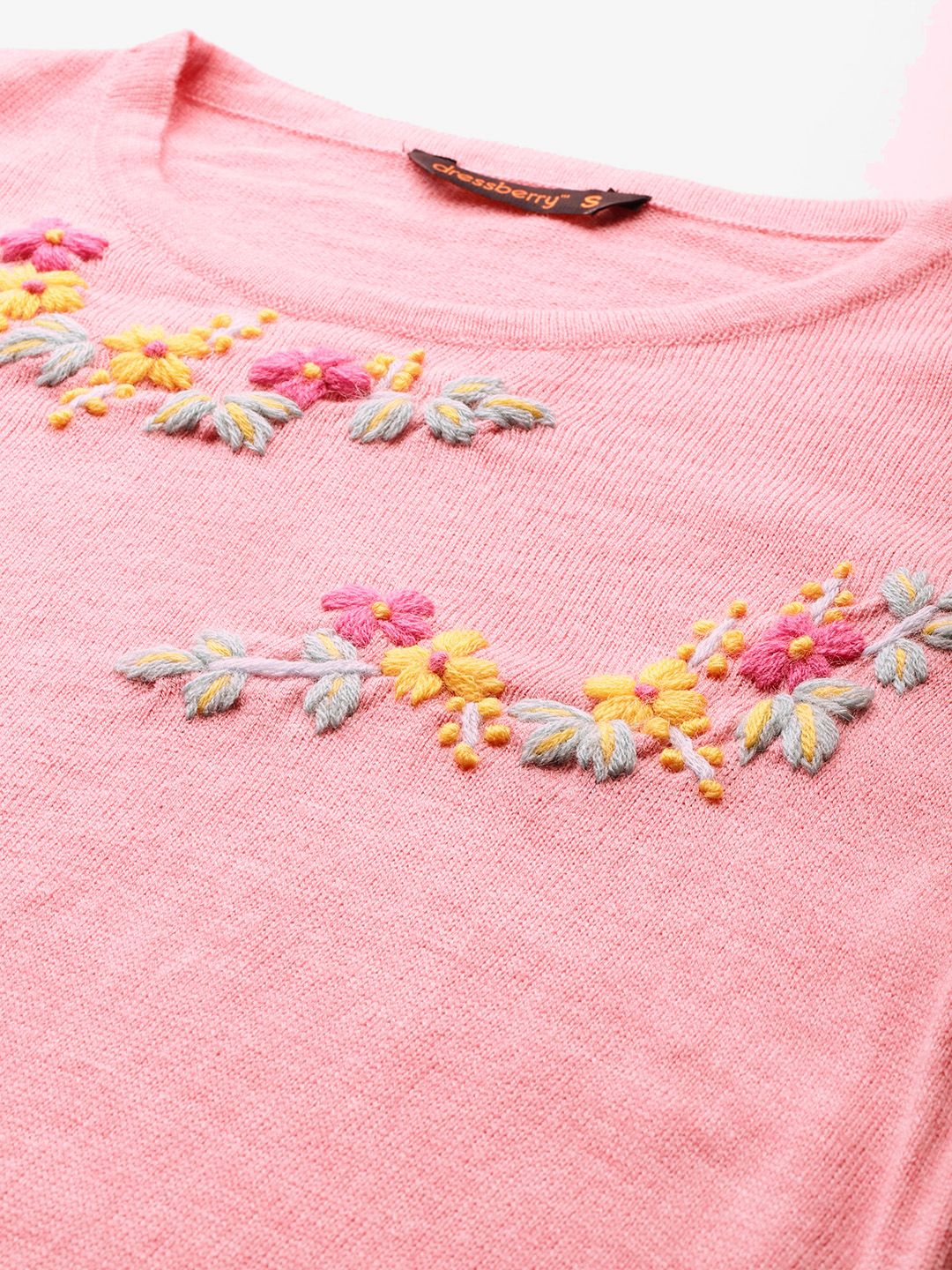 DressBerry Floral Embroidered Acrylic Pullover