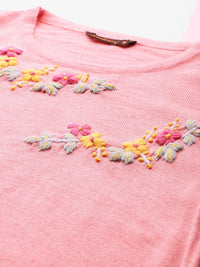 DressBerry Floral Embroidered Acrylic Pullover