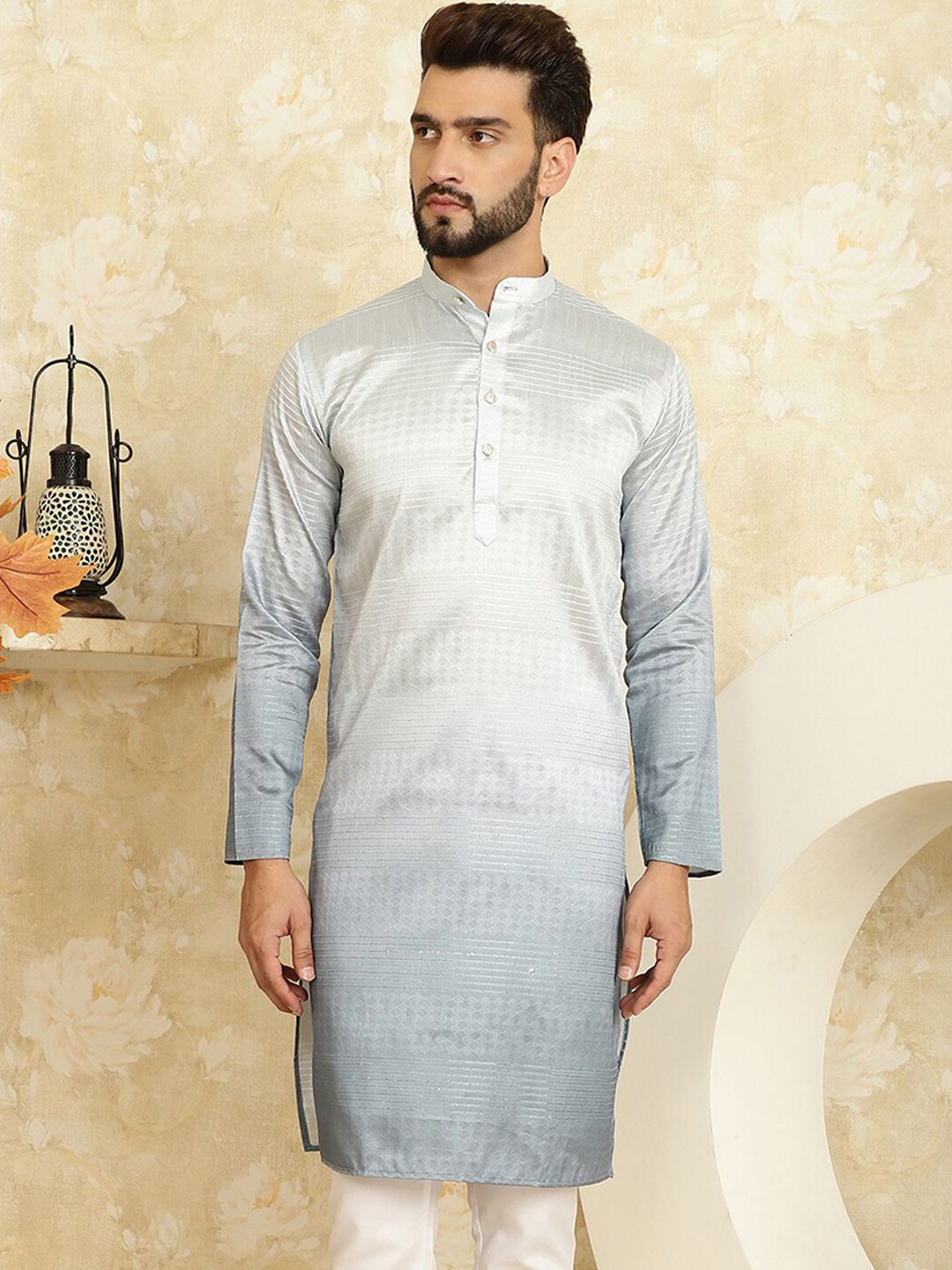 SOJANYA Woven Design Sequinned Regular Kurta