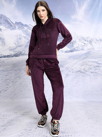 Tokyo Talkies Burgundy Hooded Sweatshirt With Joggers